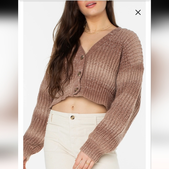 NWT Roxy Sundaze Ombre Crop Button-Up Sweater Chunky Knit - Small - Picture 1 of 11